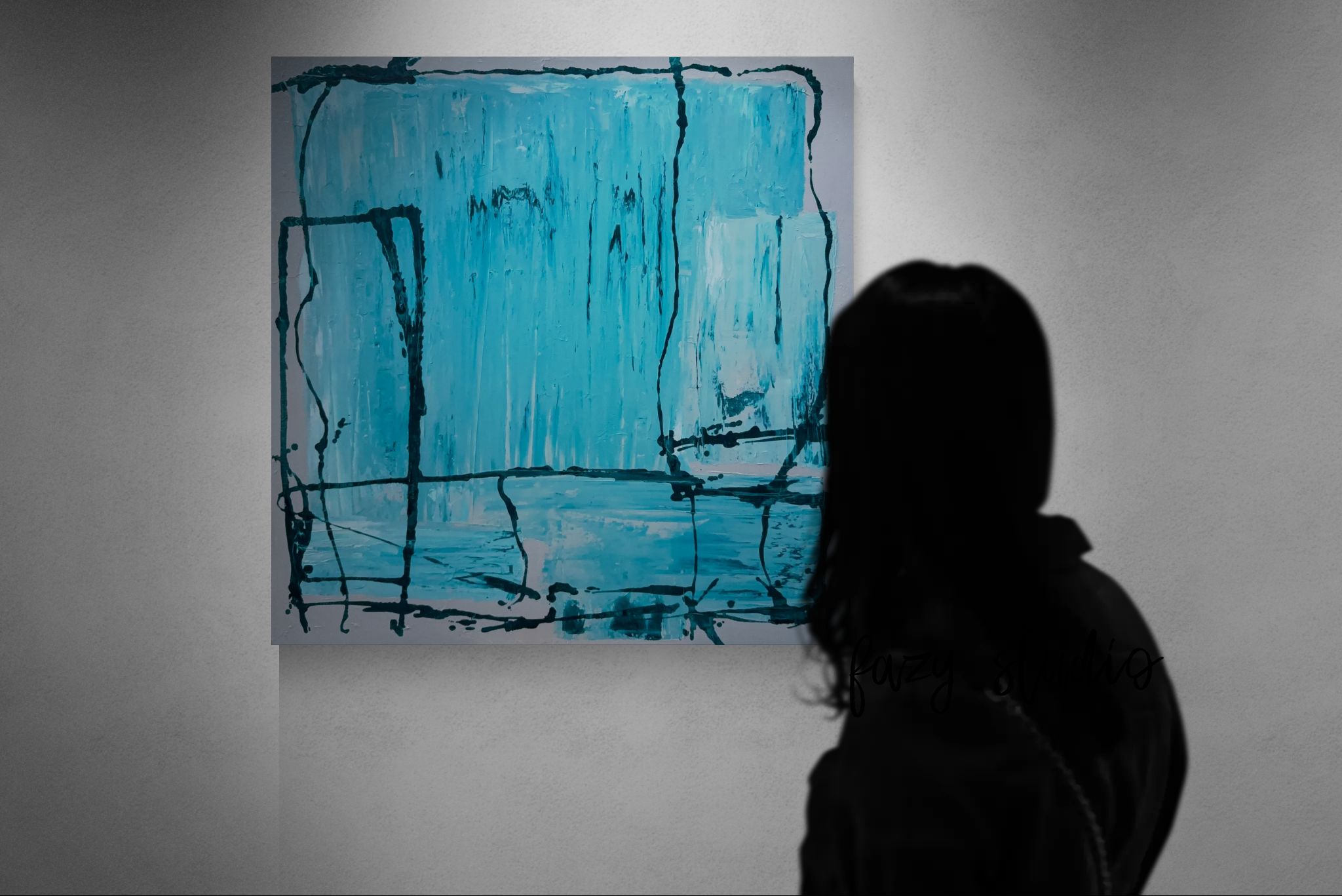 Blue Room Study — a smaller cousin to The Rain Room, same palette at a different hour