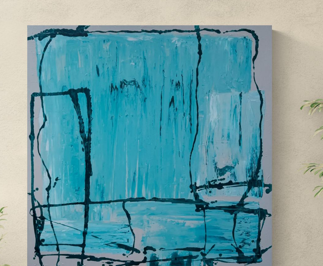 The Rain Room — an interlocking structure of cool blues and warm ground